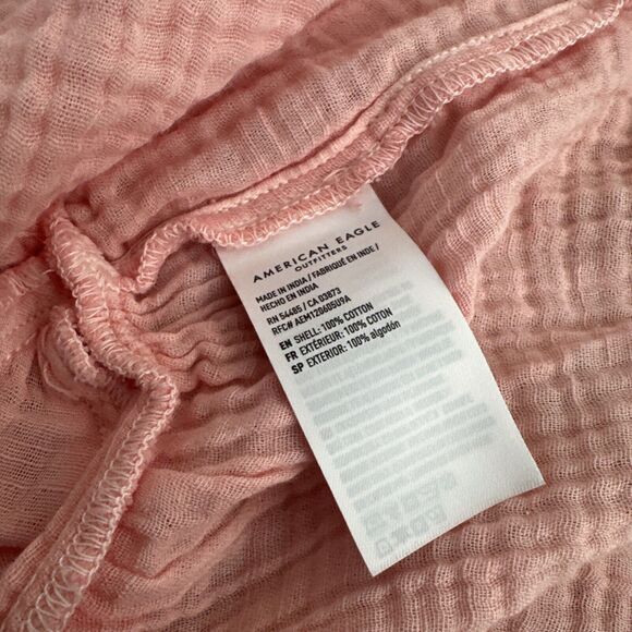 American Eagle Light Pink Baby Doll Crop Top Blouse Size Small Ruffled‎ Cotton - Picture 6 of 9